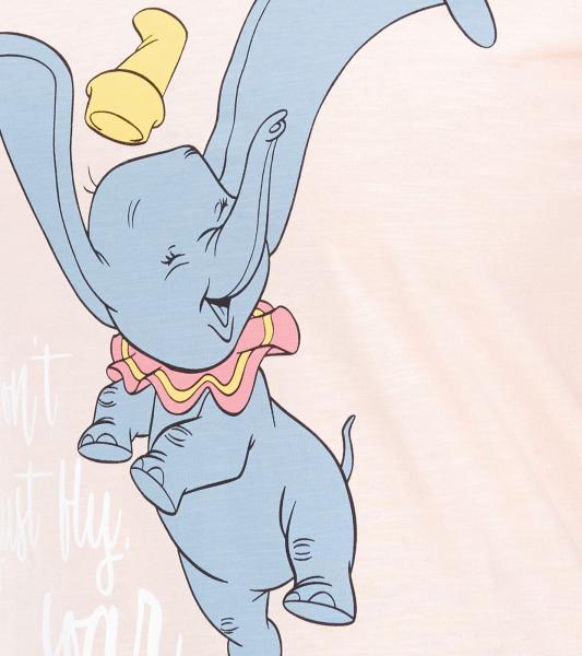 RE:COVERED X Disney Damen T-Shirt mit Dumbo Print Baumwoll-Shirt Rundhals-Shirt RCDIF2069 Rosa