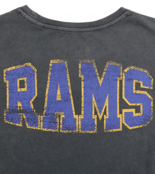 RE:COVERED X NFL Los Angeles Rams Herren T-Shirt mit Football-Helm Baumwoll-Shirt Rundhals-Shirt RCNFL1315H Grau