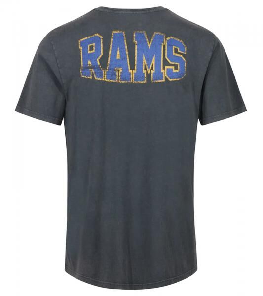 RE:COVERED X NFL Los Angeles Rams Herren T-Shirt mit Football-Helm Baumwoll-Shirt Rundhals-Shirt RCNFL1315H Grau