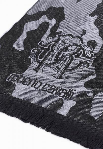 edler roberto cavalli Schal f&uuml;r Damen und Herren Halstuch aus reiner Wolle WOV06600004-01198 Schwarz/Grau