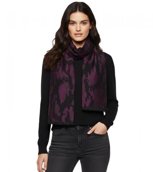 stylischer roberto cavalli Schal f&uuml;r Damen und Herren Halstuch aus reiner Wolle WOV06600003-02374 Schwarz/Rot