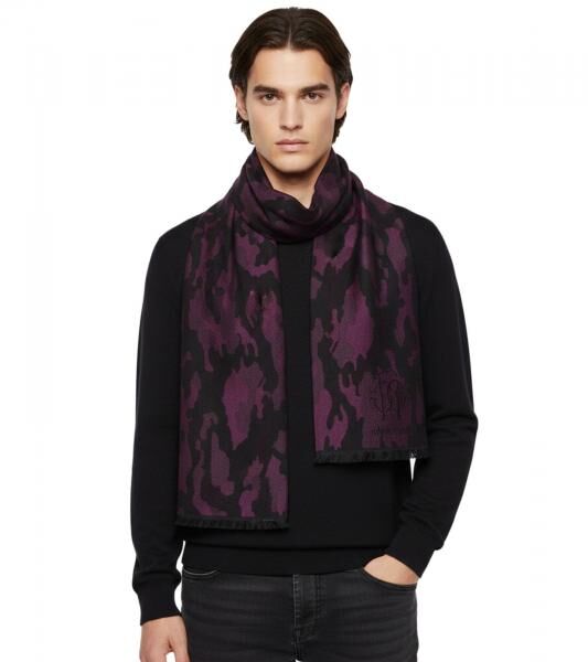 stylischer roberto cavalli Schal f&uuml;r Damen und Herren Halstuch aus reiner Wolle WOV06600003-02374 Schwarz/Rot