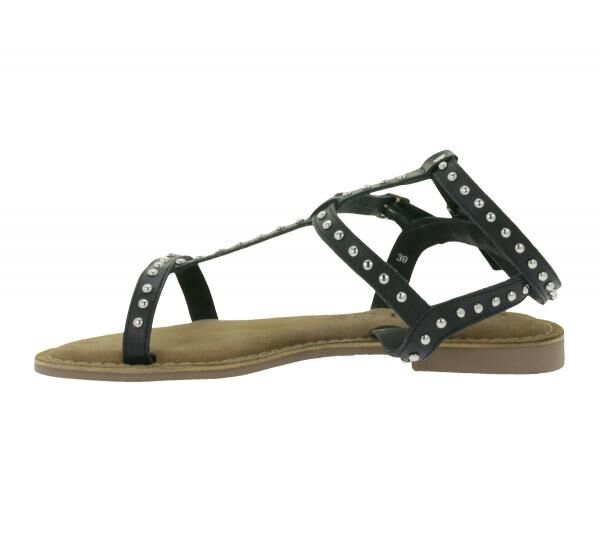 Trendige LAZAMANI Damen Sandalen mit Nieten Sommer-Schuhe LA75021 Schwarz