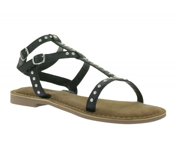 Trendige LAZAMANI Damen Sandalen mit Nieten Sommer-Schuhe LA75021 Schwarz