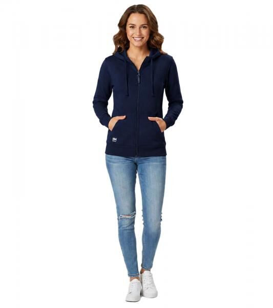 alltagstaugliche Helly Hansen Damen Sweat-Jacke mit Kapuze Zip-Hoodie mit Taschen 280 g/m&sup2; 79217_590 Navy-Blau