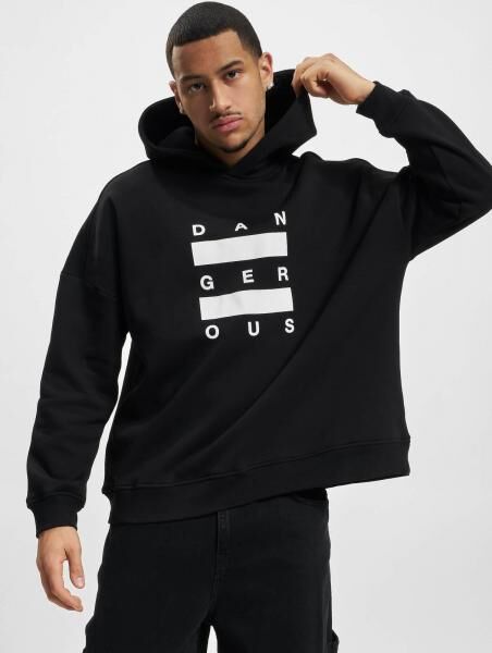 weicher Dangerous DNGRS Herren Hoodie gro&szlig;e Kapuze Kordelzug mit Baumwolle Schwarz