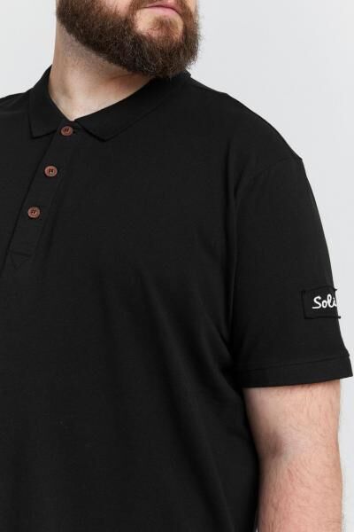 Klassisches SOLID SDTrip BT Herren Poloshirt Gro&szlig;e Gr&ouml;&szlig;en mit 3-Knopf-Leiste Shirt 21300885-ME-799000 Schwarz