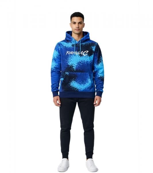 Formula E Herren Kapuzen-Pullover Hoodie im Camouflage-Muster Sweat-Pullover Baumwoll-Pullover Motorsport 701223606 001 Blau/T&uuml;rkis