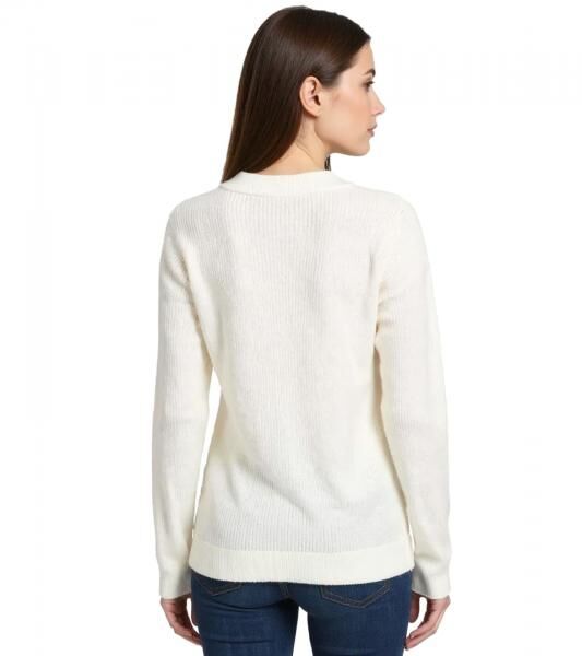 Damen Strick-Pullover mit Rundhals-Ausschnitt Alltags-Pullover Sweater 934030 Wei&szlig;