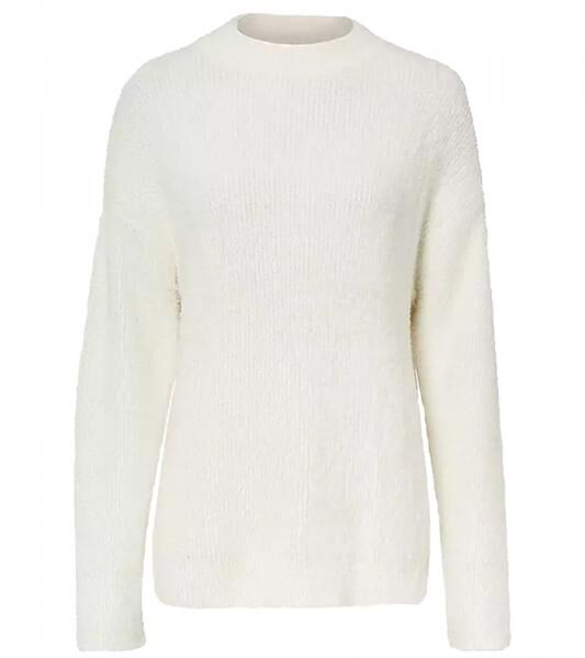 Damen Strick-Pullover mit Rundhals-Ausschnitt Alltags-Pullover Sweater 934030 Wei&szlig;