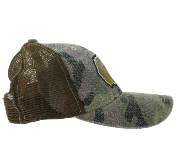 FALL OUT BOY alternative Rockband Baseball-Cap mit Logo Stickerei Trucker-Cap Camouflage TC104185FOB Gr&uuml;n/Braun