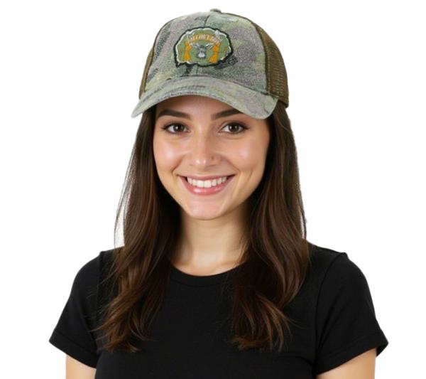 FALL OUT BOY alternative Rockband Baseball-Cap mit Logo Stickerei Trucker-Cap Camouflage TC104185FOB Gr&uuml;n/Braun