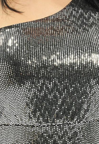 Missguided Minikleid mit One-Shoulder-Tr&auml;ger und Puff&auml;rmeln in Silber