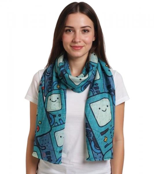 ADVENTURE TIME Halstuch mit Beemo Print 180cm langer Sommer-Schal Cartoon SF260201ADV Gr&uuml;n/Bunt
