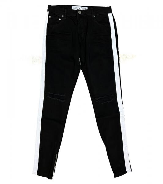 vsct Clubwear Stripe Herren Jeans mit seitlichen Streifen Denim-Hose D5642660 Schwarz/Wei&szlig;