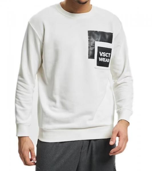 vsct Clubwear Herren Crew-Neck Pullover mit Logo-Patch auf der Brusttasche Sweat-Shirt 5643317 Wei&szlig;