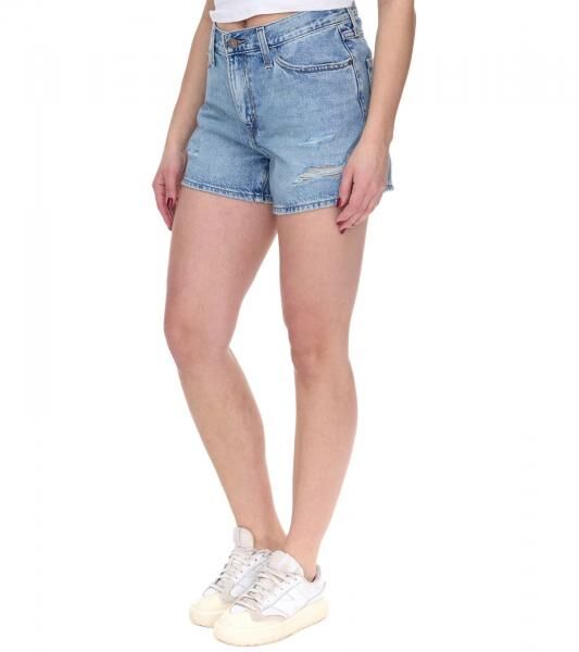 LEVI&acute;S 80s Mom Damen Shorts im Destroyed-Look Baumwoll-Hose Denim kurze Hose A46950001 Blau