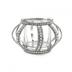 Theelichthouder Crown zilverkleurig 13 cm
