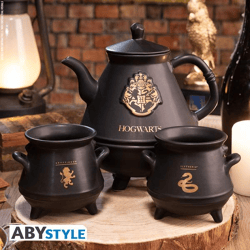 HARRY POTTER - Teapot - with Hogwarts cauldrons set