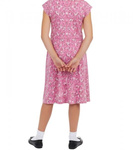 KIDSWORLD M&auml;dchen Sommer-Kleid mit Allover Blumen-Print Rundhals-Kleid 52543308 Rosa