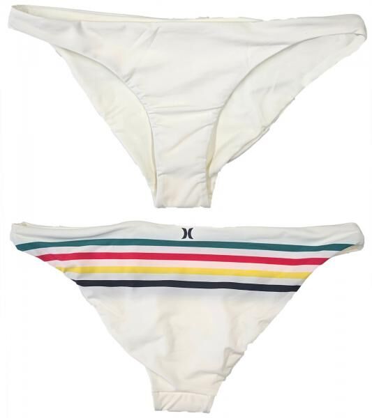 Hurley Quick Dry Pendleton Glacier Damen Bikini-Unterteil wende Bademode gestreift Bikini-Panty AJ9508 133 Beige
