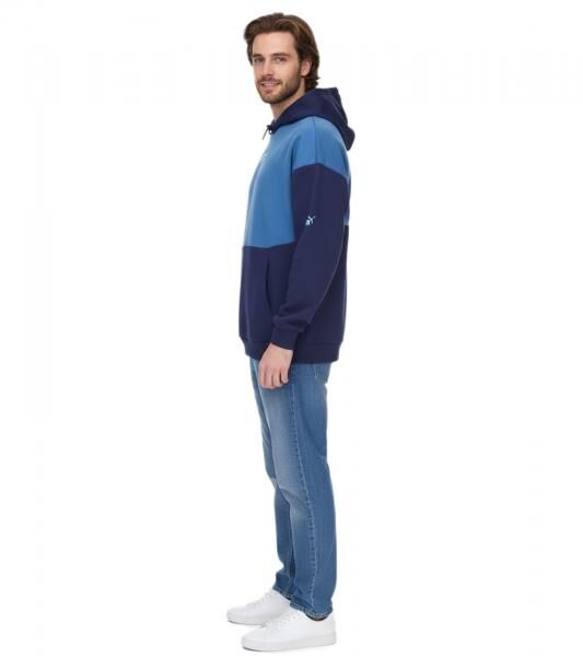 PUMA OLYMPIQUE DE MARSEILLE Herren Kapuzen-Pullover nachhaltiger Baumwoll-Hoodie mit Logo-Schriftzug 771970 15 Blau