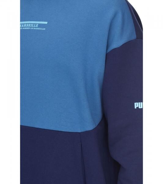 PUMA OLYMPIQUE DE MARSEILLE Herren Kapuzen-Pullover nachhaltiger Baumwoll-Hoodie mit Logo-Schriftzug 771970 15 Blau