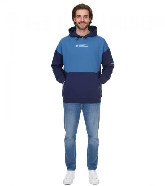 PUMA OLYMPIQUE DE MARSEILLE Herren Kapuzen-Pullover nachhaltiger Baumwoll-Hoodie mit Logo-Schriftzug 771970 15 Blau