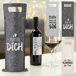 Bottle bag felt wine saying mottled 3/s 