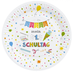 Pappteller Hurra Schule, 8er Set, ca. 23cmD