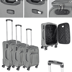 Fabric Luggage Set, Gray, 3-Piece
