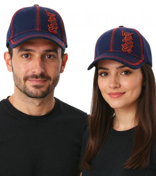 Slipknot Unisex Base Cap mit Bandschriftzug und Ziern&auml;hten Freizeit-Cap 3218SLP Blau/Rot