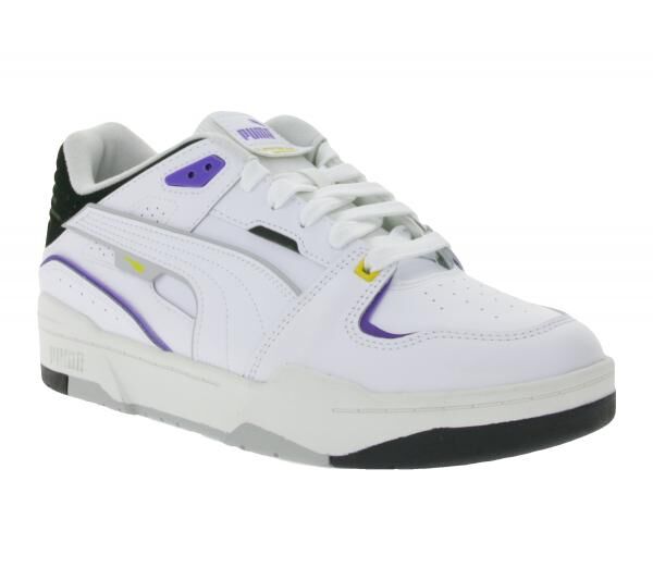 PUMA SLIPSTREAM Echtleder-Schuhe im Retro-Vibe Freizeit-Sneaker mit farbigen Akzenten Schn&uuml;r-Schuhe 39326602 Wei&szlig;/Lila