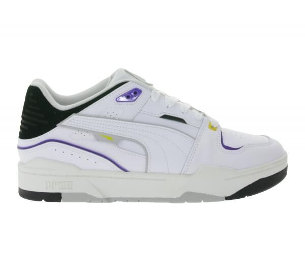 PUMA SLIPSTREAM Echtleder-Schuhe im Retro-Vibe Freizeit-Sneaker mit farbigen Akzenten Schn&uuml;r-Schuhe 39326602 Wei&szlig;/Lila