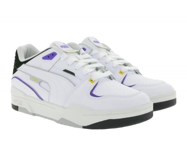 PUMA SLIPSTREAM Echtleder-Schuhe im Retro-Vibe Freizeit-Sneaker mit farbigen Akzenten Schn&uuml;r-Schuhe 39326602 Wei&szlig;/Lila