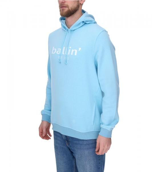 Ballin Est. 2013 Herren Kapuzen-Pullover nachhaltiger Sweat-Hoodie mit Logo-Schriftzug auf der Front HO-H00050-SKY Blau