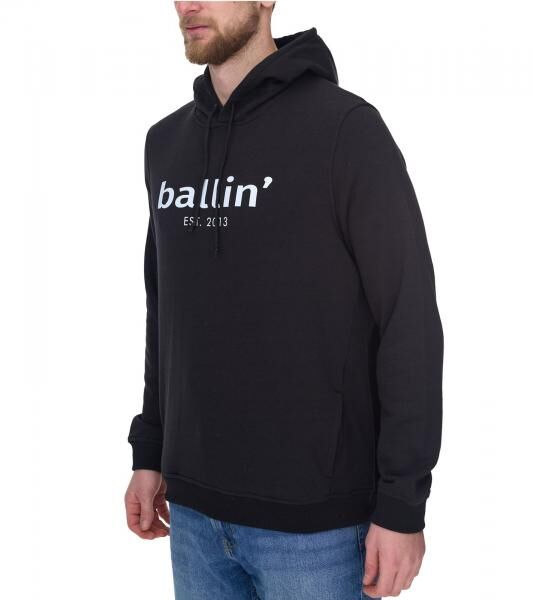 Ballin Est. 2013 Herren nachhaltiger Hoodie Kapuzen-Pullover mit Logo-Print auf der Front HO-H00050 Schwarz