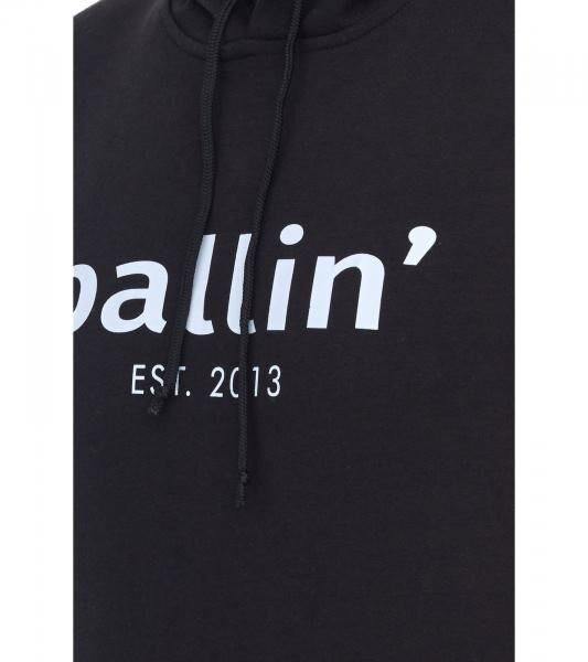 Ballin Est. 2013 Herren nachhaltiger Hoodie Kapuzen-Pullover mit Logo-Print auf der Front HO-H00050 Schwarz