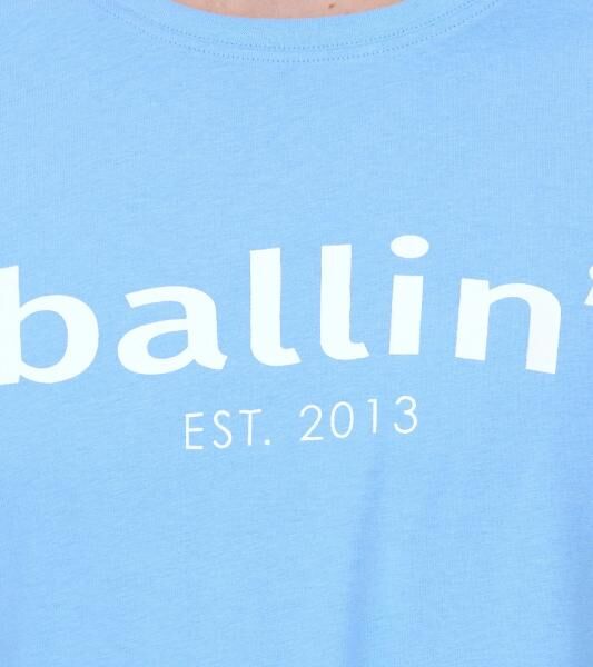 Ballin Est. 2013 Herren nachhaltiges Baumwoll-Shirt mit Logo-Print auf der Front Kurzarm-Shirt SH-REG-H050 Hellblau