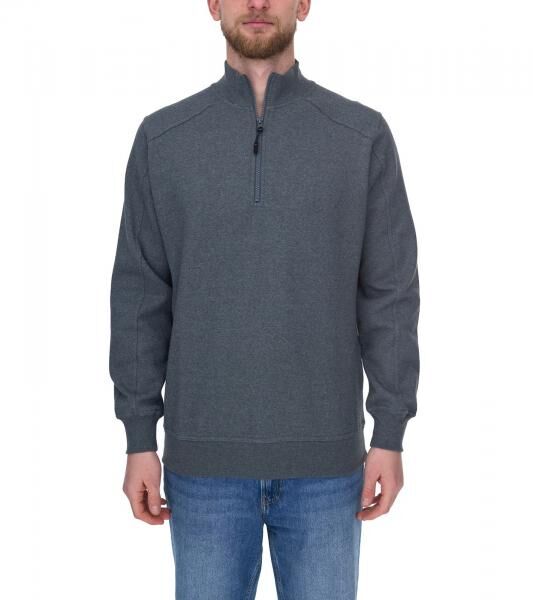 SANTINO Herren schlichter Troyer-Pullover Herbst-Pulli mit Baumwollanteil Freizeit-Pullover Grau