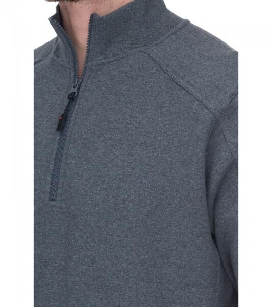 SANTINO Herren schlichter Troyer-Pullover Herbst-Pulli mit Baumwollanteil Freizeit-Pullover Grau