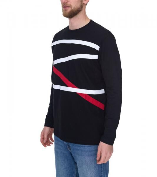 vsct Men's Long-Sleeve Cotton Sweater with Color Accents, Crew Neck, Long-Sleeve Shirt D5643062L Black