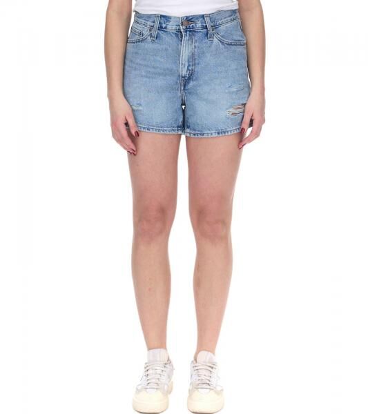 LEVI&acute;S 80s Mom Damen Shorts im Destroyed-Look Baumwoll-Hose Denim kurze Hose A46950001 Blau