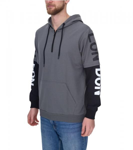 vsct LonDon 2In1 Herren Hoodie im 2-in-1-Look Baumwoll Kapuzen-Pullover 5643324 Grau/Schwarz