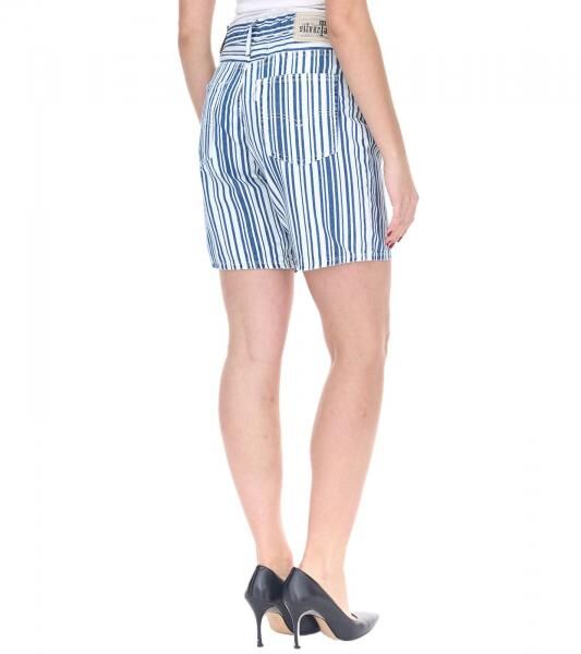 LEVI&acute;S SilverTab Baggy Shorts im Vintage-Stil kurze Denim-Hose Mid Rise gestreift A47170001 Blau/Wei&szlig;