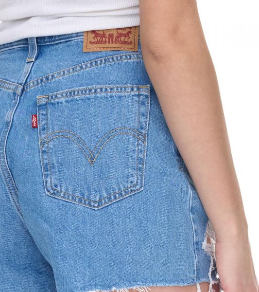 LEVI&acute;S High Waisted Mom-Shorts f&uuml;r Damen im Destroyed-Look Denim kurze Hose A19650010 Blau