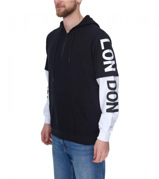 vsct LonDon 2In1 Herren Hoodie im 2-in-1-Look Baumwoll Kapuzen-Pullover 5643325 Schwarz/Wei&szlig;