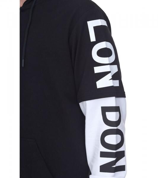 vsct LonDon 2In1 Herren Hoodie im 2-in-1-Look Baumwoll Kapuzen-Pullover 5643325 Schwarz/Wei&szlig;