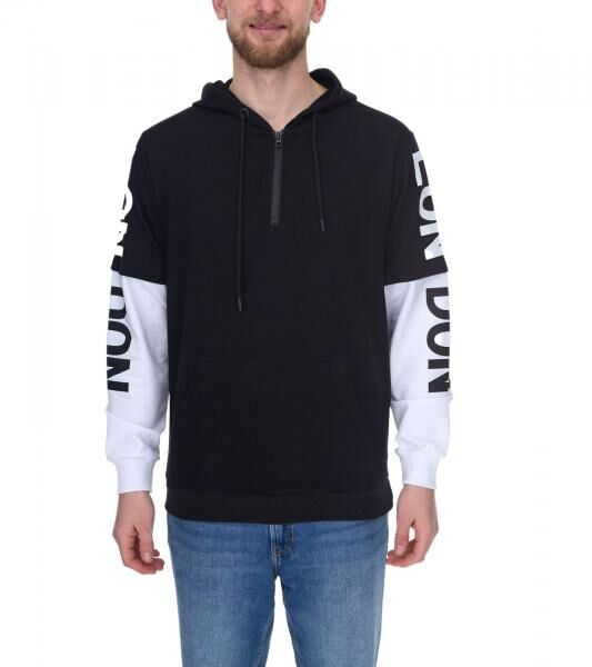 vsct LonDon 2In1 Herren Hoodie im 2-in-1-Look Baumwoll Kapuzen-Pullover 5643325 Schwarz/Wei&szlig;