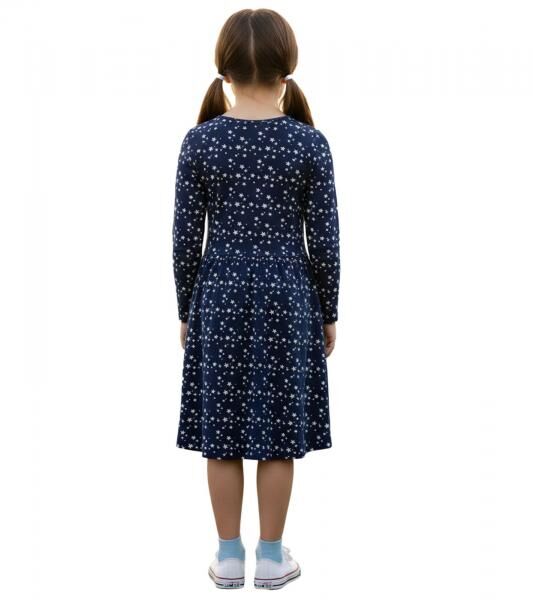 KIDSWORLD M&auml;dchen Kinder-Kleid Baumwoll-Kleid mit Sternen-Print Sommer-Kleid 41548136 Dunkelblau/Wei&szlig;